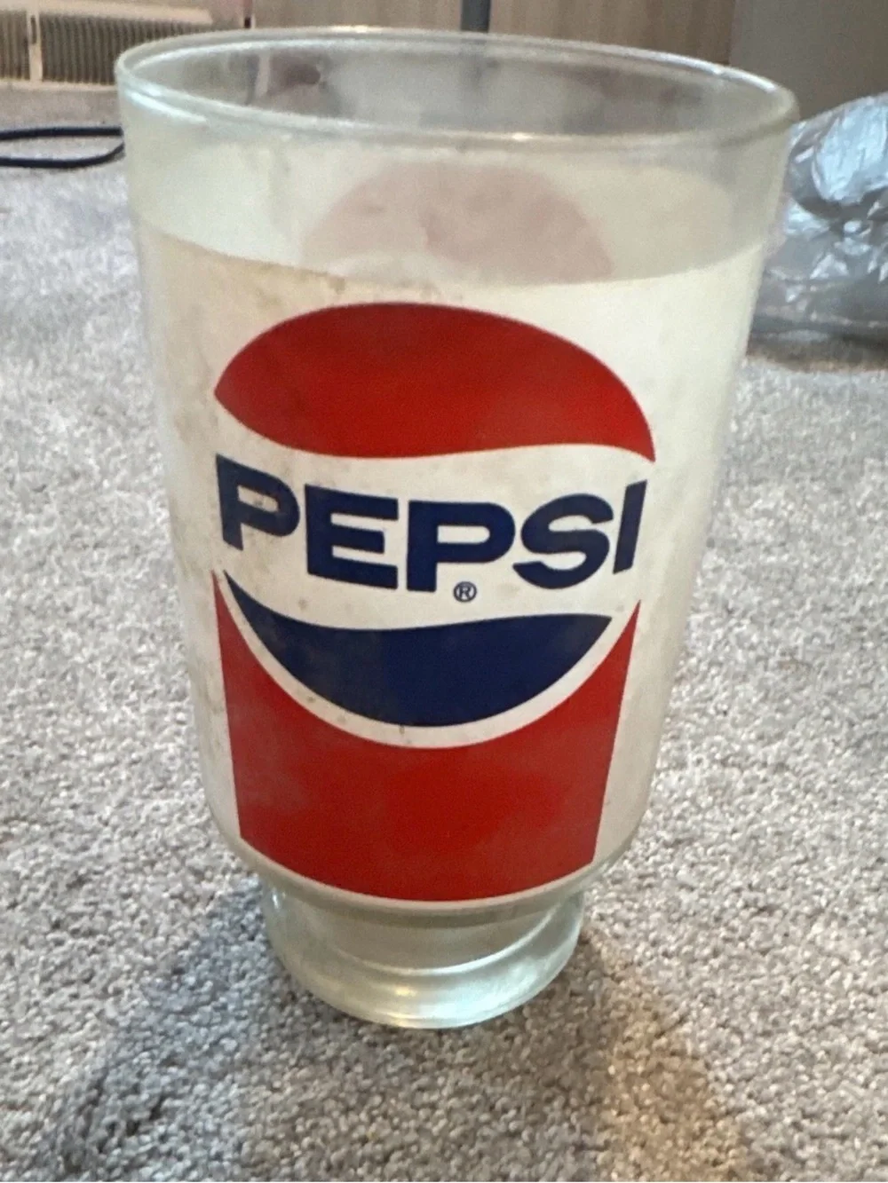 Pepsi Blue and Red Logo Drinking Glass